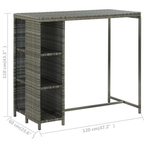 5-Piece Garden Bar Set with Cushions Poly Rattan Wicker Outdoor Patio Furniture Grey - Image 8