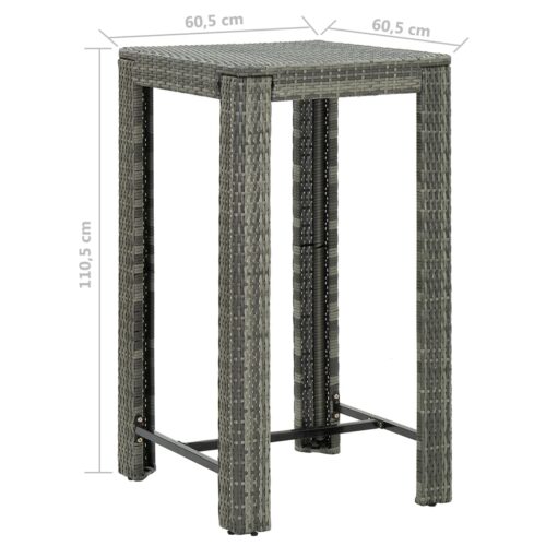 5-Piece Garden Bar Set with Cushions Poly Rattan Wicker Outdoor Patio Furniture Grey - Image 9