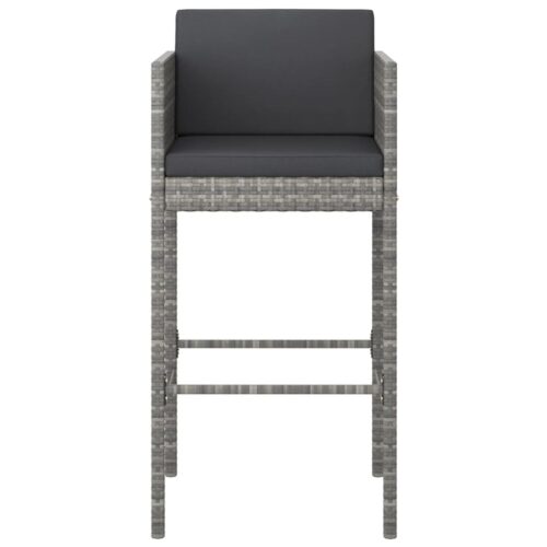 5-Piece Garden Bar Set with Cushions Poly Rattan Wicker Outdoor Patio Furniture Grey - Image 4