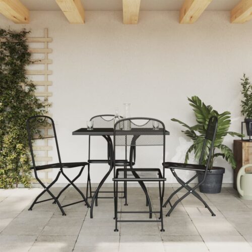 5-Piece Garden Dining Set Anthracite Metal Mesh - Image 2