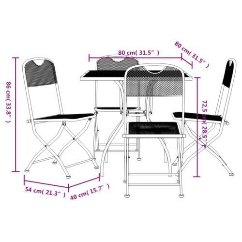 5-Piece Garden Dining Set Anthracite Metal Mesh - Image 9