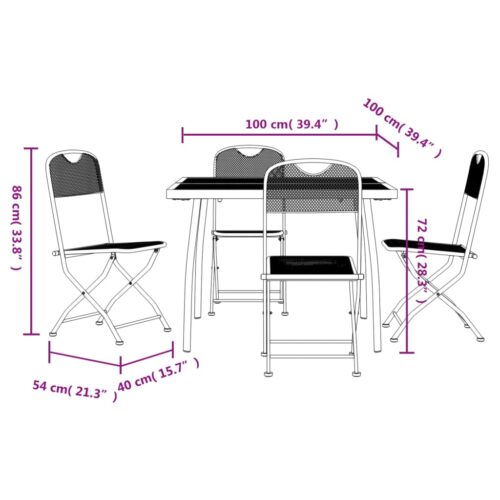 5-Piece Garden Dining Set Anthracite Metal Mesh - Image 9