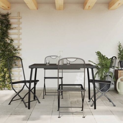 5-Piece Garden Dining Set Anthracite Metal Mesh - Image 2