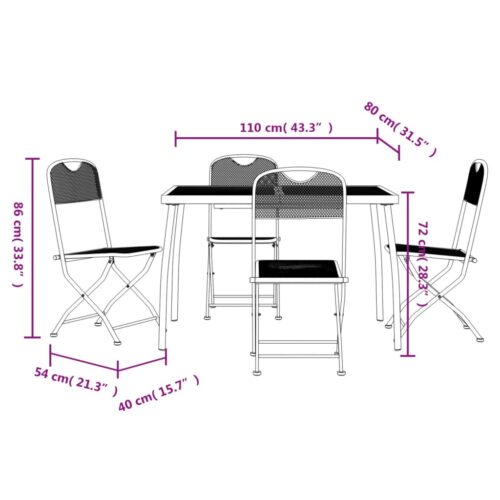 5-Piece Garden Dining Set Anthracite Metal Mesh - Image 9