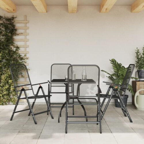 5-Piece Garden Dining Set Anthracite Metal Mesh - Image 2