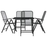 5-Piece Garden Dining Set Anthracite Metal Mesh