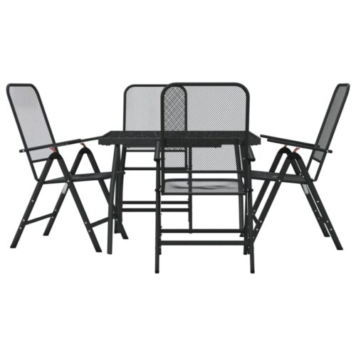 5-Piece Garden Dining Set Anthracite Metal Mesh