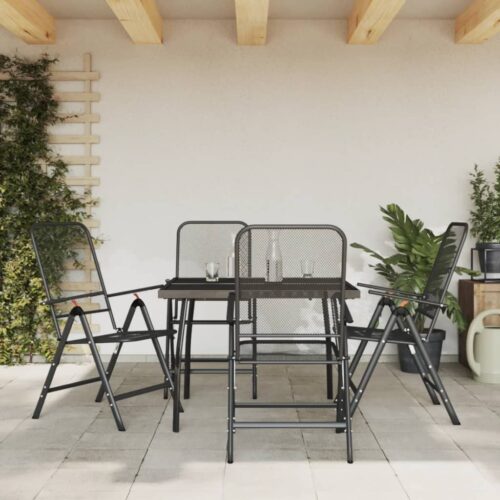 5-Piece Garden Dining Set Anthracite Metal Mesh - Image 2
