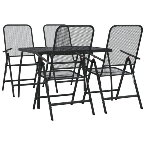 5-Piece Garden Dining Set Anthracite Metal Mesh