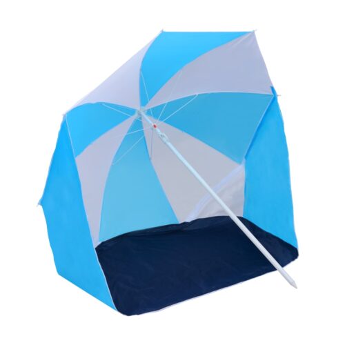 Beach Umbrella Shelter Blue White 180cm Fabric - Image 2