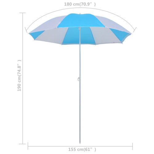 Beach Umbrella Shelter Blue White 180cm Fabric - Image 6