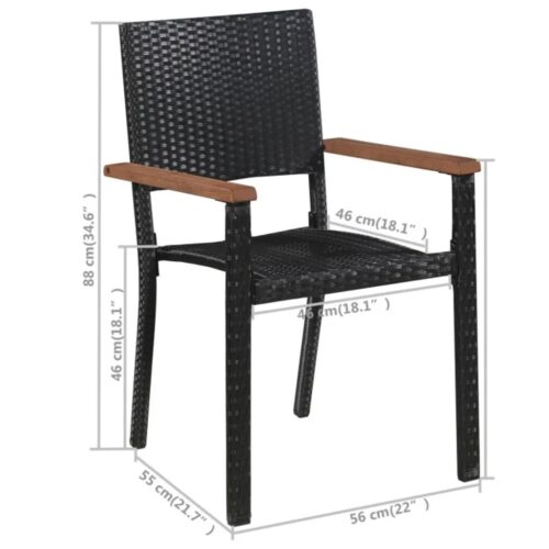 5-Piece Outdoor Dining Set Garden Seater Chairs Table Furniture Setting Black - Image 11
