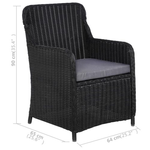 5-Piece Garden Dining Set Black - Image 11
