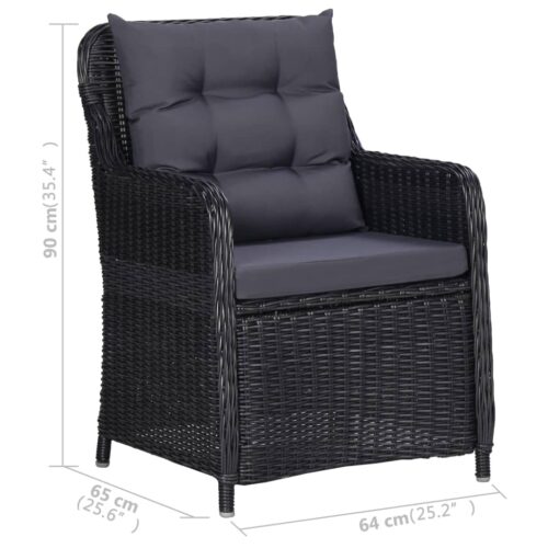 5-Piece Garden Dining Set Black - Image 11