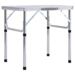 Folding Camping Table White Aluminium 60x45cm