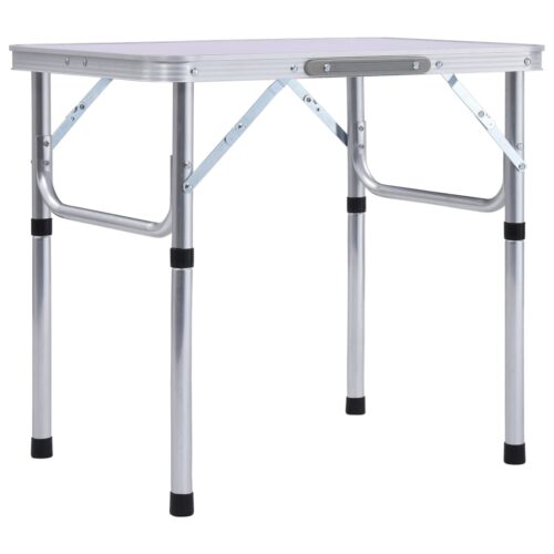 Folding Camping Table White Aluminium 60x45cm