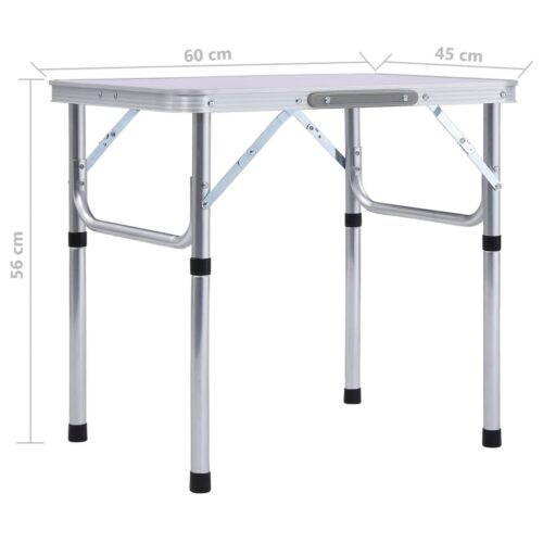 Folding Camping Table White Aluminium 60x45cm - Image 8
