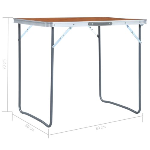 Foldable Camping Table with Metal Frame 80x60cm - Image 8