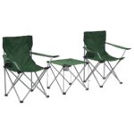 Camping Table Chair Set 3 Pieces Green