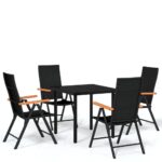 5-Piece Garden Dining Set Black