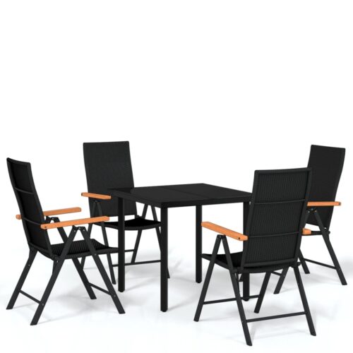 5-Piece Garden Dining Set Black