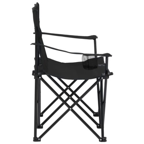 2-Seater Foldable Camping Chair Steel and Fabric Black - Image 3