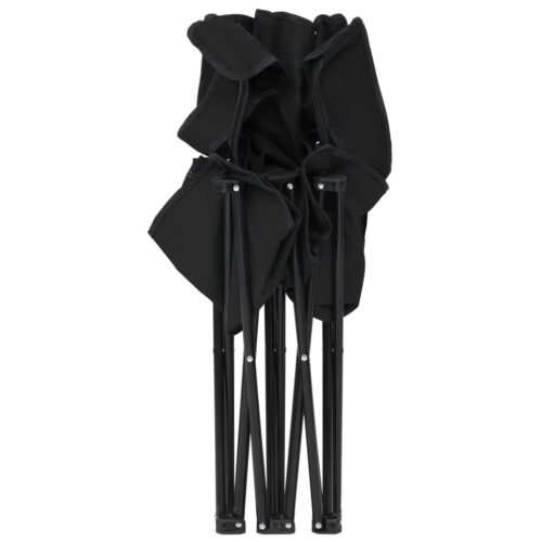 2-Seater Foldable Camping Chair Steel and Fabric Black - Image 5