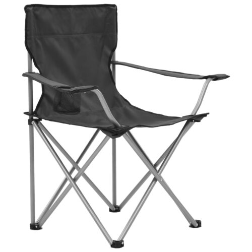 Camping Table Chair Set 3 Pieces Grey - Image 3