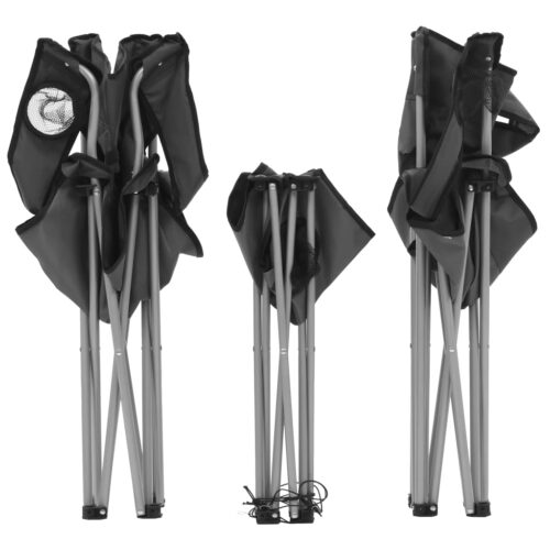 Camping Table Chair Set 3 Pieces Grey - Image 6