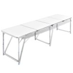 Foldable Camping Table Height Adjustable Aluminium 240 x 60cm