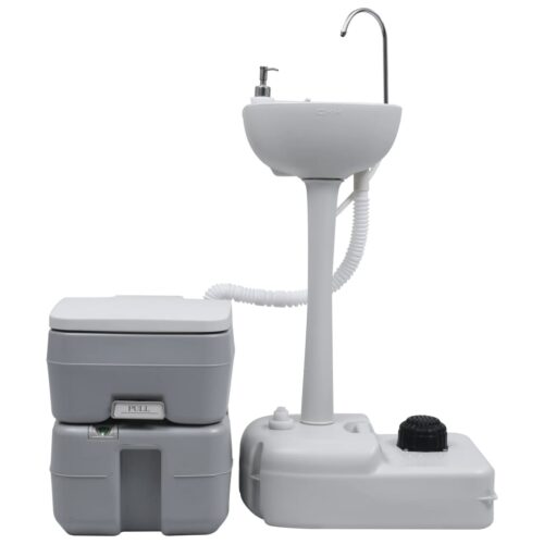Portable Camping Toilet Handwash Stand Set Grey - Image 2