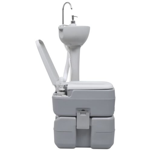 Portable Camping Toilet Handwash Stand Set Grey - Image 3