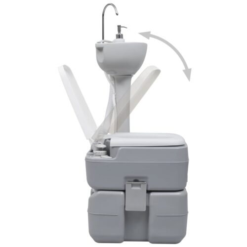 Portable Camping Toilet Handwash Stand Set Grey - Image 5