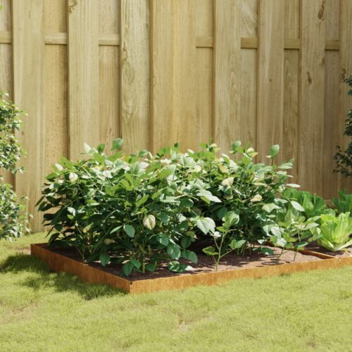 Raised Garden Bed Flowers Herbs Grow Box Pot Planter Corten Steel Rusty 100cm - Image 2