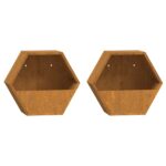 2x Wall Garden Bed Set Flowers Herbs Grow Box Pot Planter Corten Steel Rusty