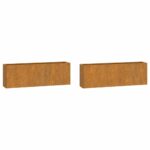 Wall Planters 2pcs Rusty Corten Steel 53x10x17cm