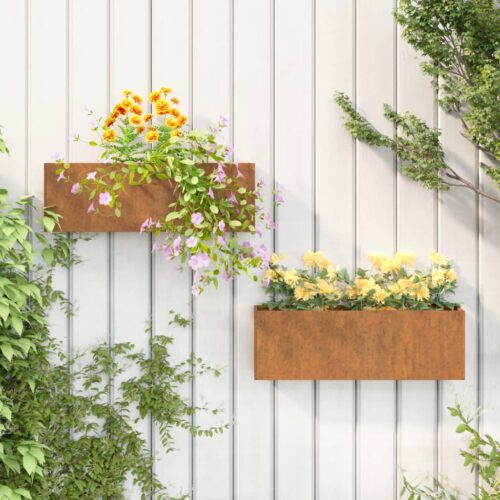 Wall Planters 2pcs Rusty Corten Steel 53x10x17cm - Image 2