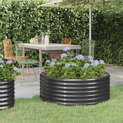 Garden Raised Bed Powder-coated Steel 100x100x36cm Anthracite - Image 2
