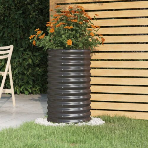 Garden Planter Powder-coated Steel 40x40x68cm Anthracite - Image 2