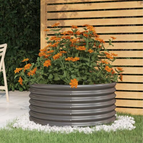 Garden Planter Powder-coated Steel 80x80x36cm Grey - Image 2