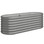 Garden Raised Bed Powder-Coated Steel 114x40x36cm Grey