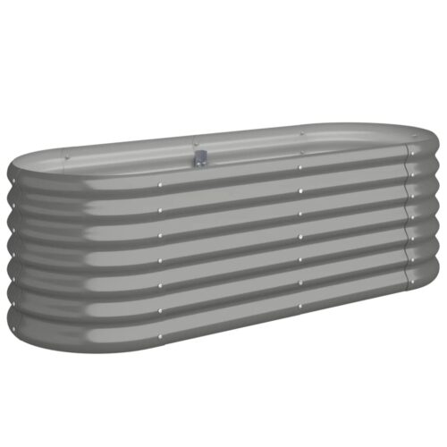 Garden Raised Bed Powder-Coated Steel 114x40x36cm Grey