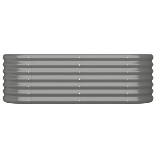 Garden Raised Bed Powder-Coated Steel 114x40x36cm Grey - Image 3