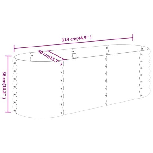 Garden Raised Bed Powder-Coated Steel 114x40x36cm Grey - Image 6