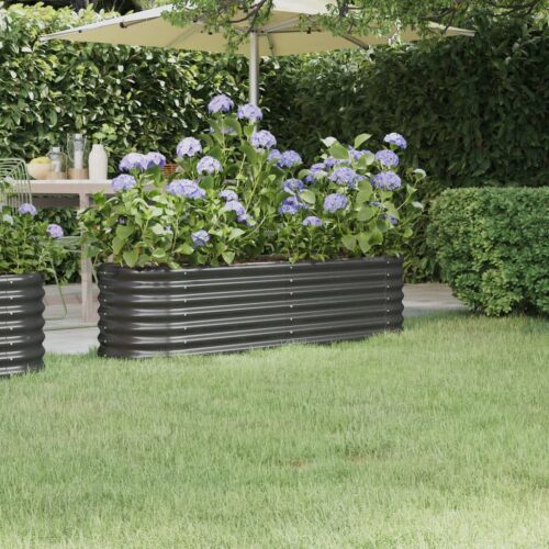 Garden Raised Bed Powder-coated Steel 152x40x36cm Anthracite - Image 2