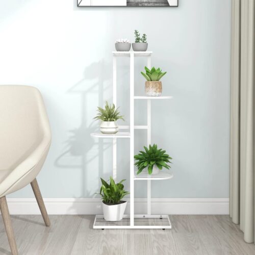 5-Floor Flower Stand 43x22x98cm White Metal - Image 2
