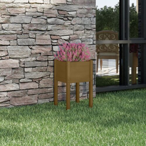 Garden Planter Honey Brown 40x40x70cm Solid Pinewood - Image 2