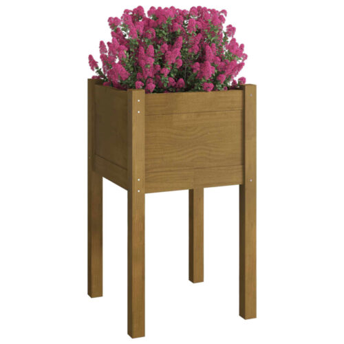 Garden Planter Honey Brown 40x40x70cm Solid Pinewood - Image 3