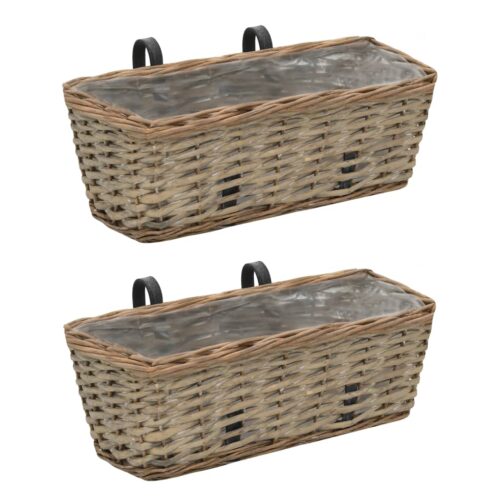 Balcony Planter 2pcs Wicker with PE Lining 40cm - Image 2