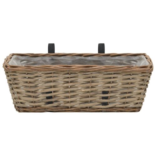 Balcony Planter 2pcs Wicker with PE Lining 40cm - Image 3
